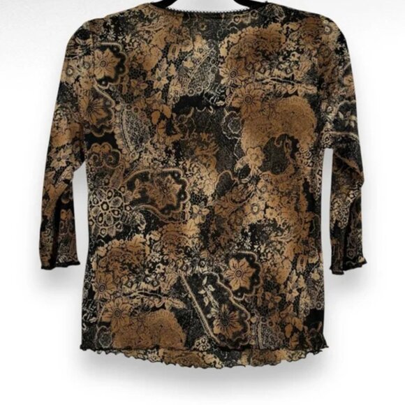 Vintage Y2K Mesh Whimsigoth Crochet Top Shirt Black Brown Goth Witch Size - Picture 5 of 8